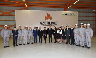 Azerbaijani President Ilham Aliyev attended the opening of a lime plant in Gazakh